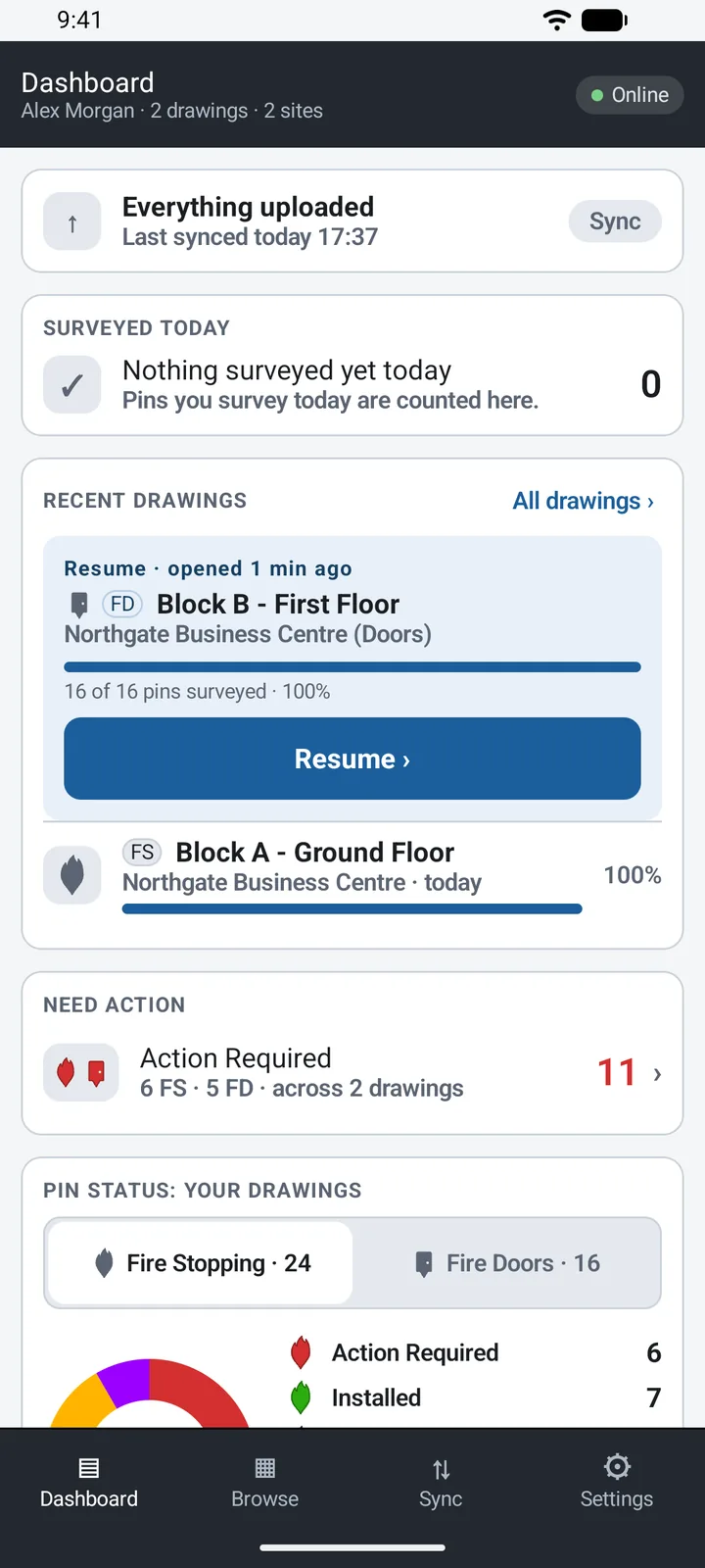 App dashboard on a phone